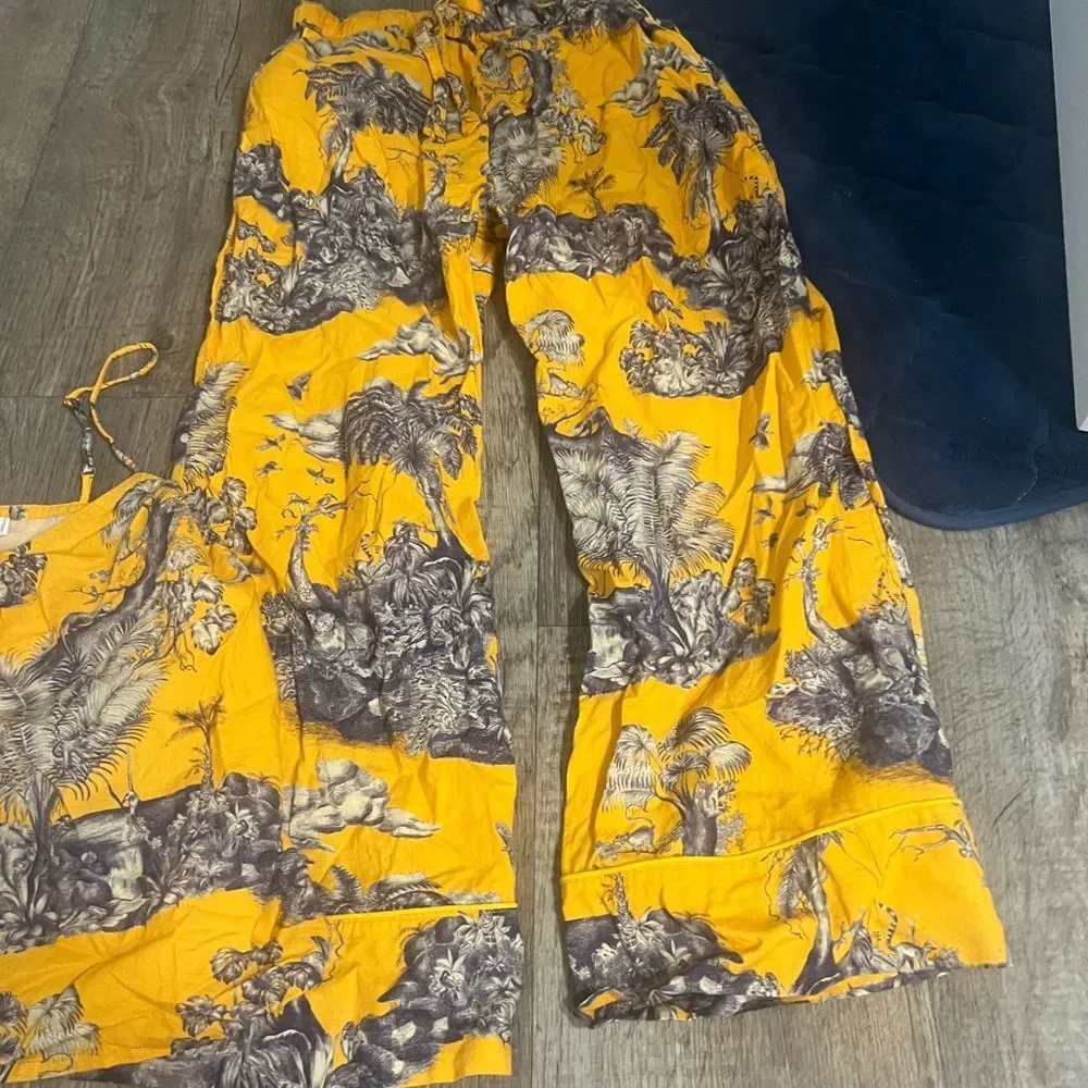 Desmond & Dempsey Yellow and Gray Printed outfit Set xs - Picture 4 of 9